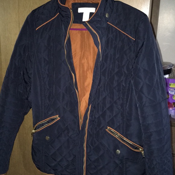 Blue/ brown leather jacket - Picture 2 of 4